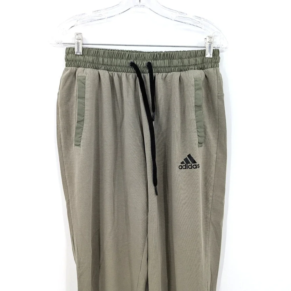 Adidas Olive Green Sweatpants Joggers Drawstring Elastic Waist Pockets Size L